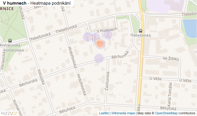 Mapa V humnech - Firmy v ulici.