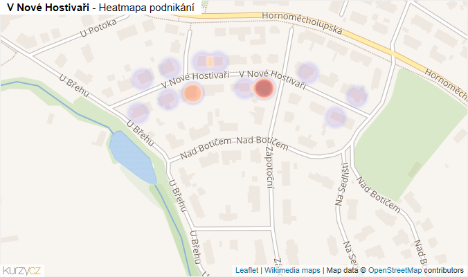 Mapa V Nové Hostivaři - Firmy v ulici.