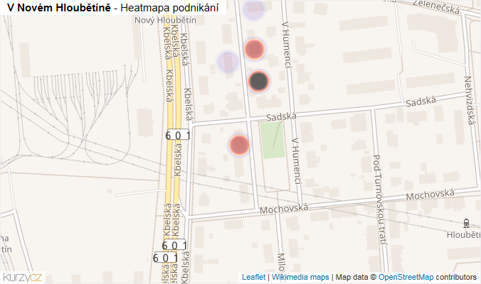 Mapa V Novém Hloubětíně - Firmy v ulici.