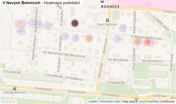 Mapa V Nových Bohnicích - Firmy v ulici.