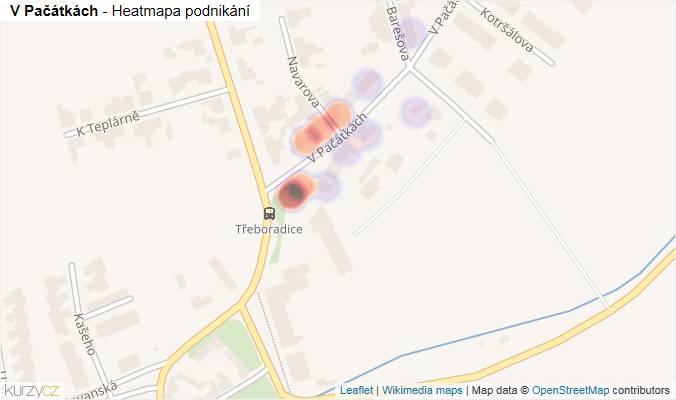 Mapa V Pačátkách - Firmy v ulici.