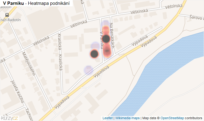 Mapa V Parníku - Firmy v ulici.
