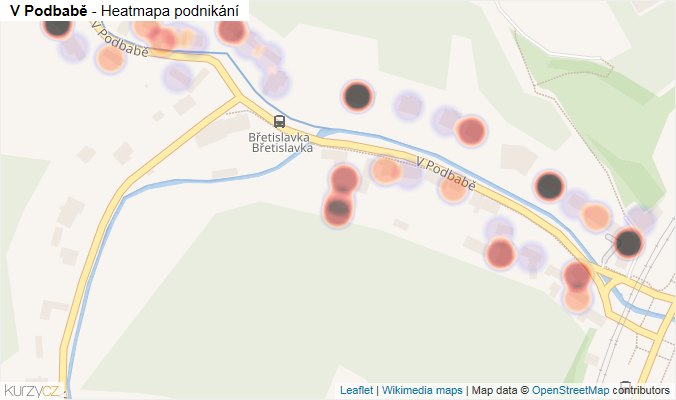 Mapa V Podbabě - Firmy v ulici.