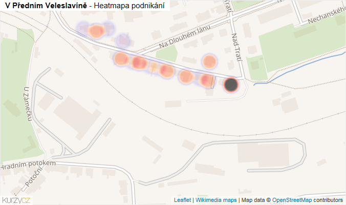 Mapa V Předním Veleslavíně - Firmy v ulici.