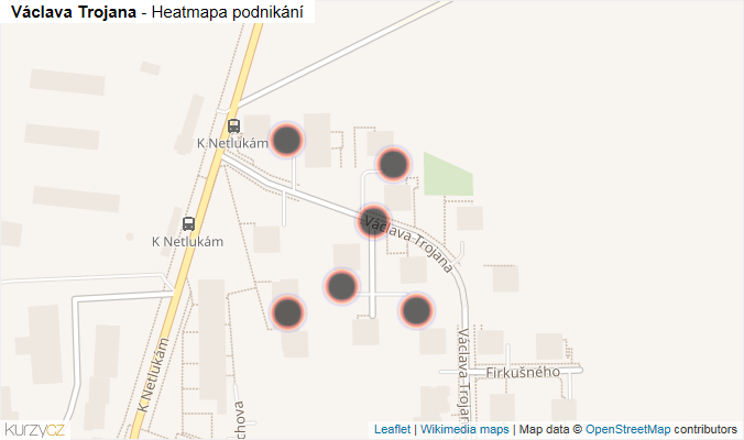 Mapa Václava Trojana - Firmy v ulici.