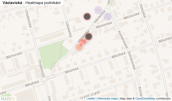 Mapa Václavická - Firmy v ulici.