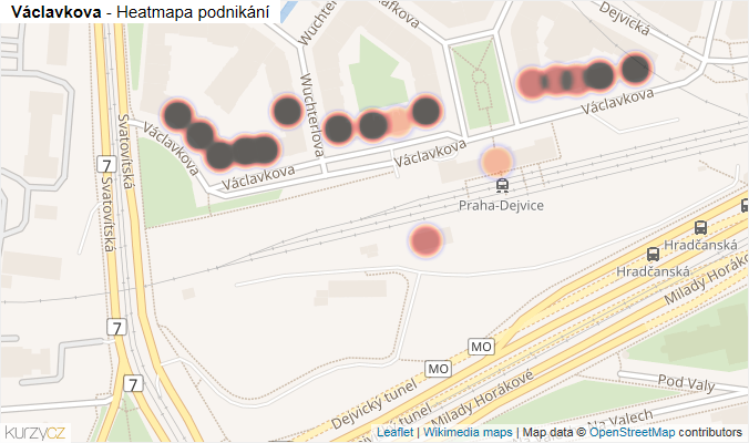 Mapa Václavkova - Firmy v ulici.