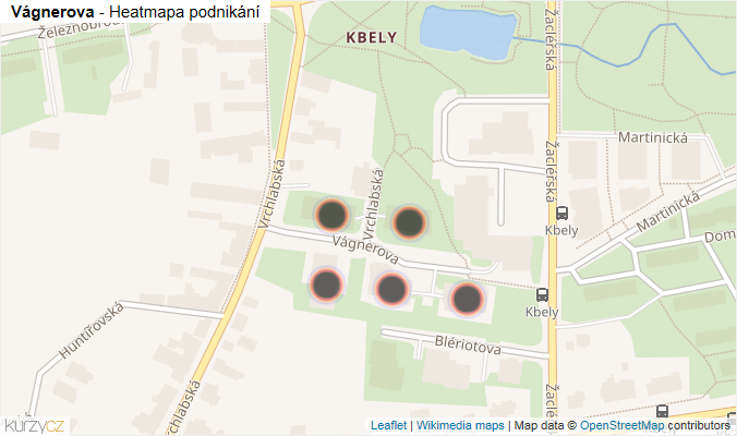 Mapa Vágnerova - Firmy v ulici.