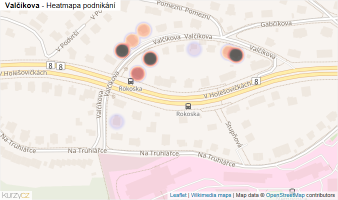 Mapa Valčíkova - Firmy v ulici.