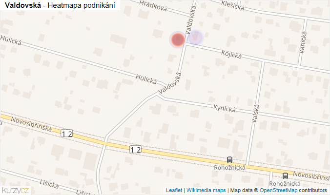 Mapa Valdovská - Firmy v ulici.