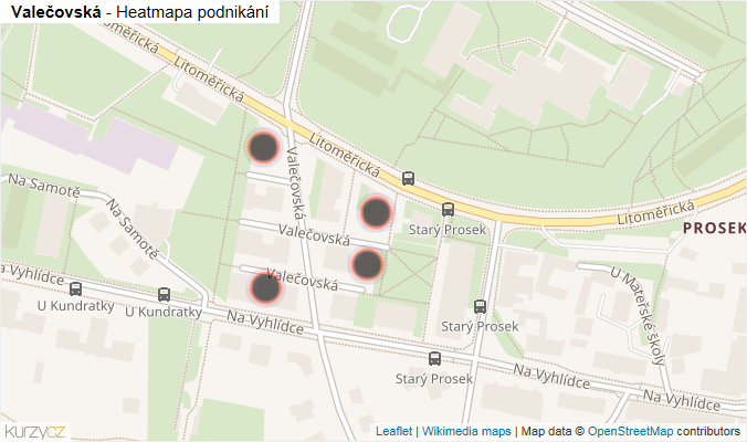 Mapa Valečovská - Firmy v ulici.