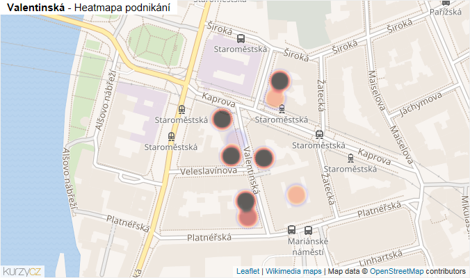Mapa Valentinská - Firmy v ulici.