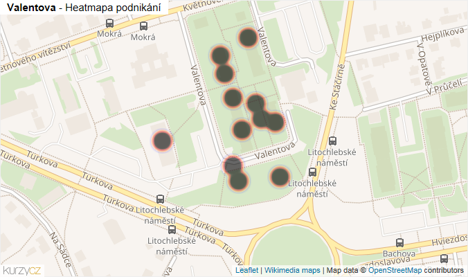 Mapa Valentova - Firmy v ulici.