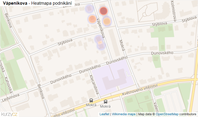 Mapa Vápeníkova - Firmy v ulici.