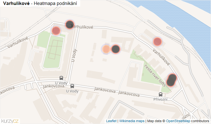 Mapa Varhulíkové - Firmy v ulici.