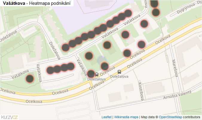 Mapa Vašátkova - Firmy v ulici.