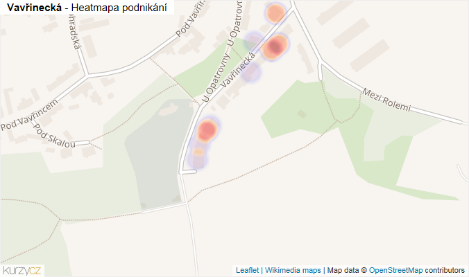 Mapa Vavřinecká - Firmy v ulici.