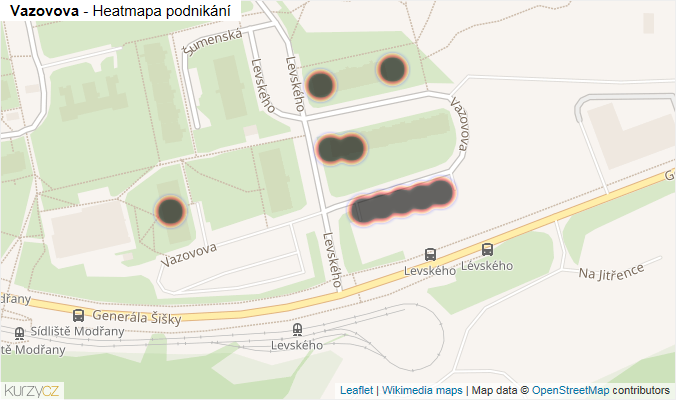 Mapa Vazovova - Firmy v ulici.