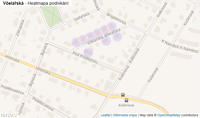 Mapa Včelařská - Firmy v ulici.