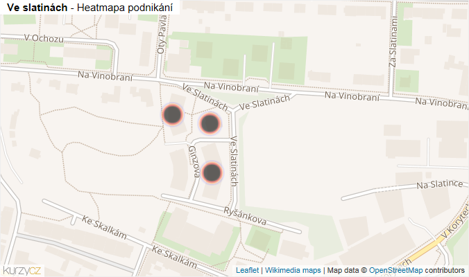 Mapa Ve slatinách - Firmy v ulici.