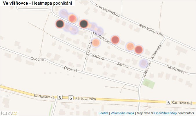 Mapa Ve višňovce - Firmy v ulici.