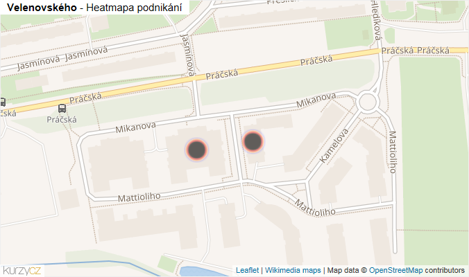 Mapa Velenovského - Firmy v ulici.