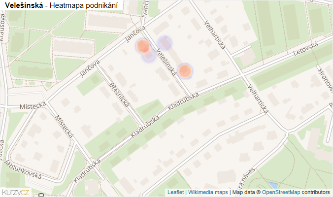 Mapa Velešínská - Firmy v ulici.