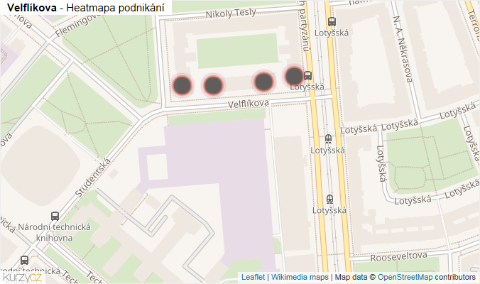 Mapa Velflíkova - Firmy v ulici.