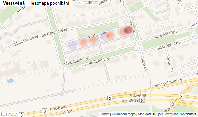 Mapa Vestavěná - Firmy v ulici.
