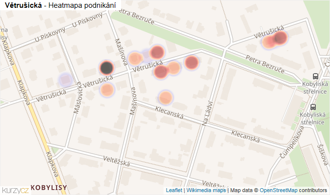 Mapa Větrušická - Firmy v ulici.