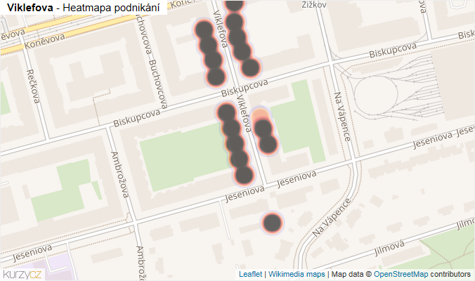 Mapa Viklefova - Firmy v ulici.