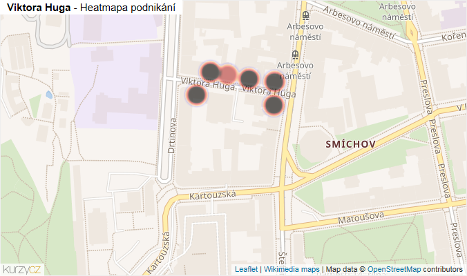 Mapa Viktora Huga - Firmy v ulici.