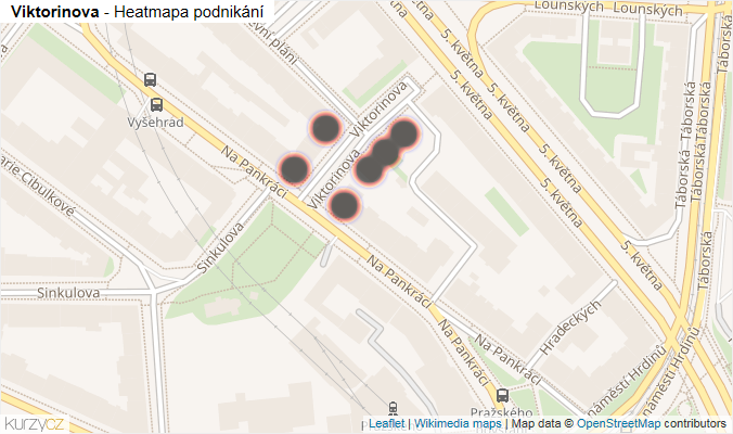 Mapa Viktorinova - Firmy v ulici.