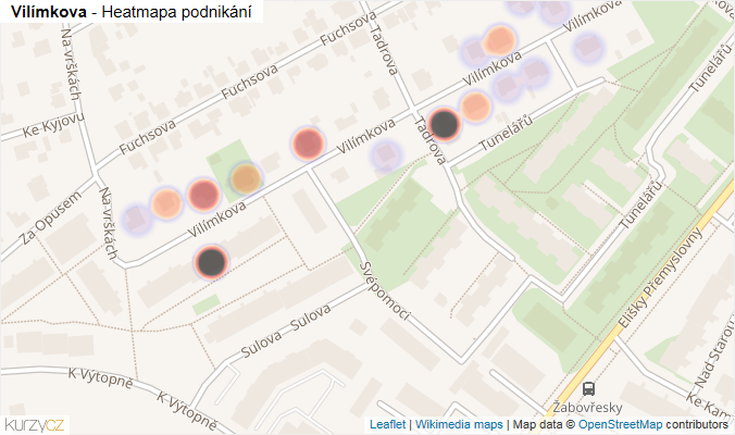 Mapa Vilímkova - Firmy v ulici.