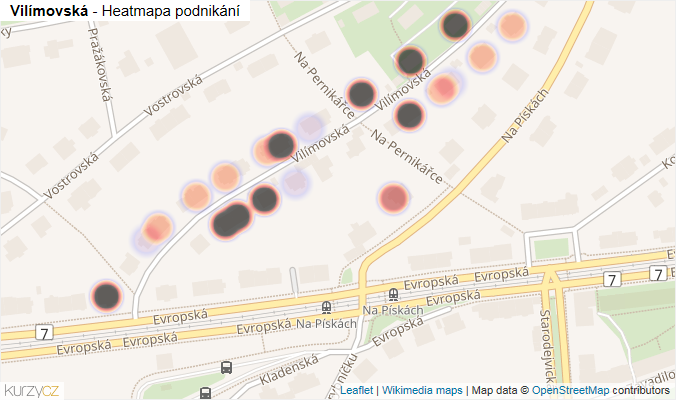 Mapa Vilímovská - Firmy v ulici.