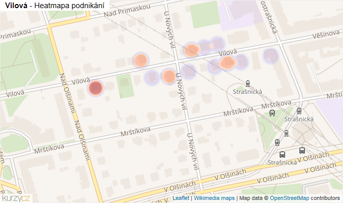 Mapa Vilová - Firmy v ulici.