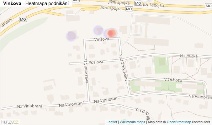 Mapa Vinšova - Firmy v ulici.