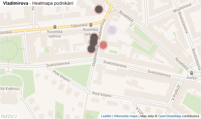 Mapa Vladimírova - Firmy v ulici.