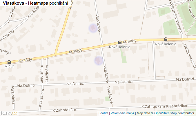 Mapa Vlasákova - Firmy v ulici.