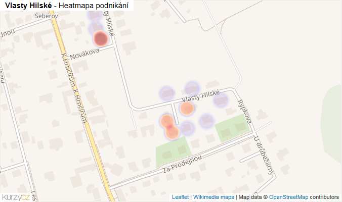 Mapa Vlasty Hilské - Firmy v ulici.