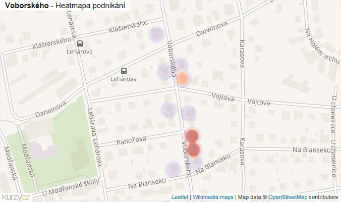 Mapa Voborského - Firmy v ulici.