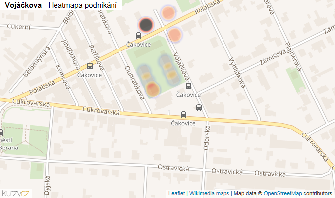 Mapa Vojáčkova - Firmy v ulici.
