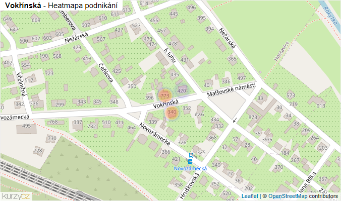 Mapa Vokřínská - Firmy v ulici.