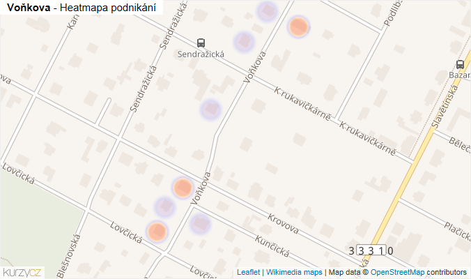 Mapa Voňkova - Firmy v ulici.