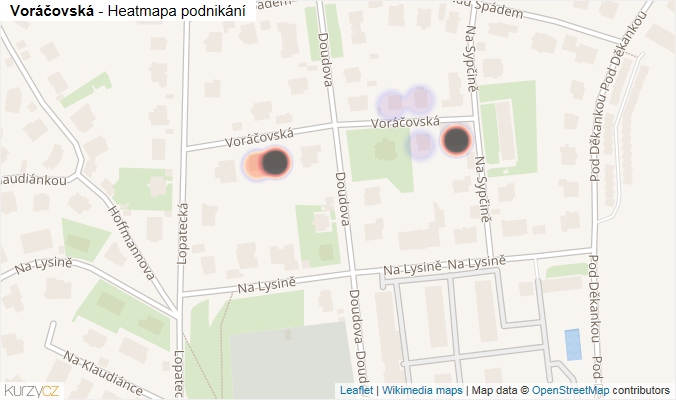 Mapa Voráčovská - Firmy v ulici.