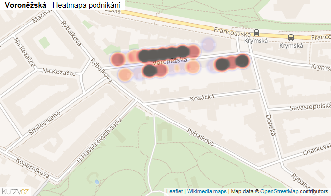 Mapa Voroněžská - Firmy v ulici.