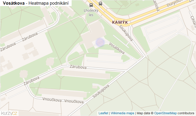 Mapa Vosátkova - Firmy v ulici.