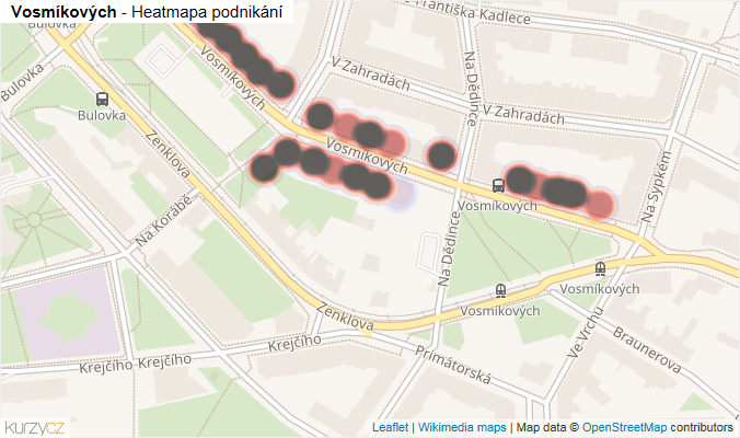 Mapa Vosmíkových - Firmy v ulici.