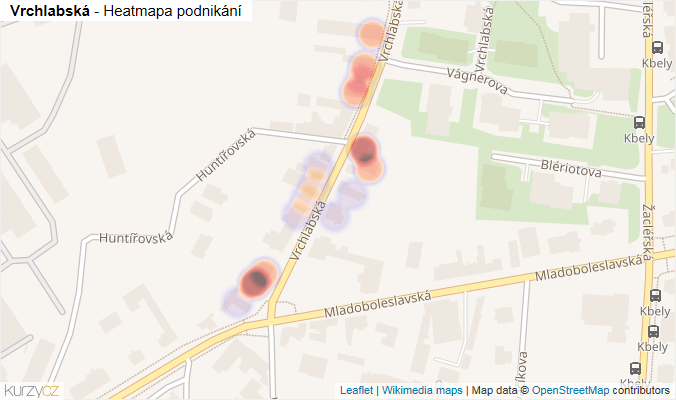 Mapa Vrchlabská - Firmy v ulici.