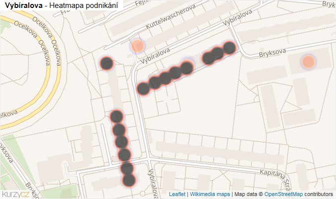 Mapa Vybíralova - Firmy v ulici.